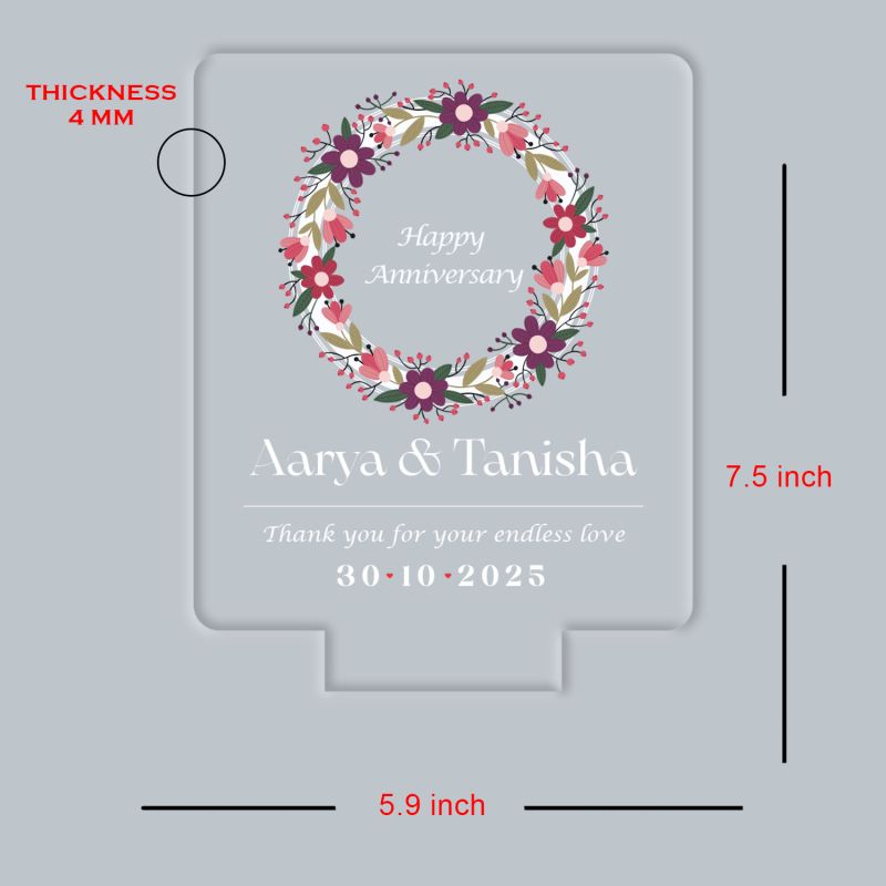 Personalized Couple Name LED Night Lamp Custom with Name & Date Unique Gift for Anniversary, Wedding, Marriage, Valentine Day, Birthday Warm White Light (Anniversary Gift)